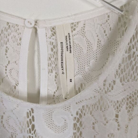 Anthropologie Cream Lace Shirt Women's XS - Picture 3 of 10